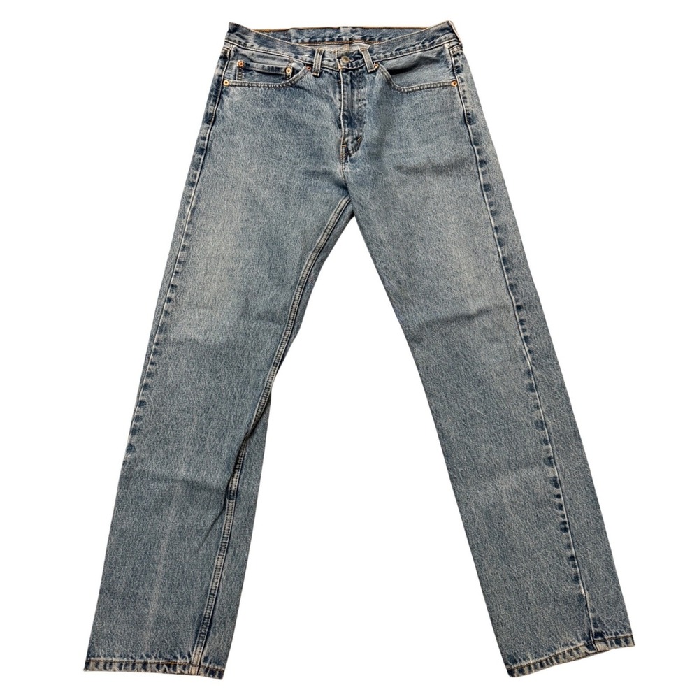 Levis 505 Regular Fit Straight Leg Blue‎ Denim Jeans Mens 34x34 Medium Wash - Picture 2 of 10